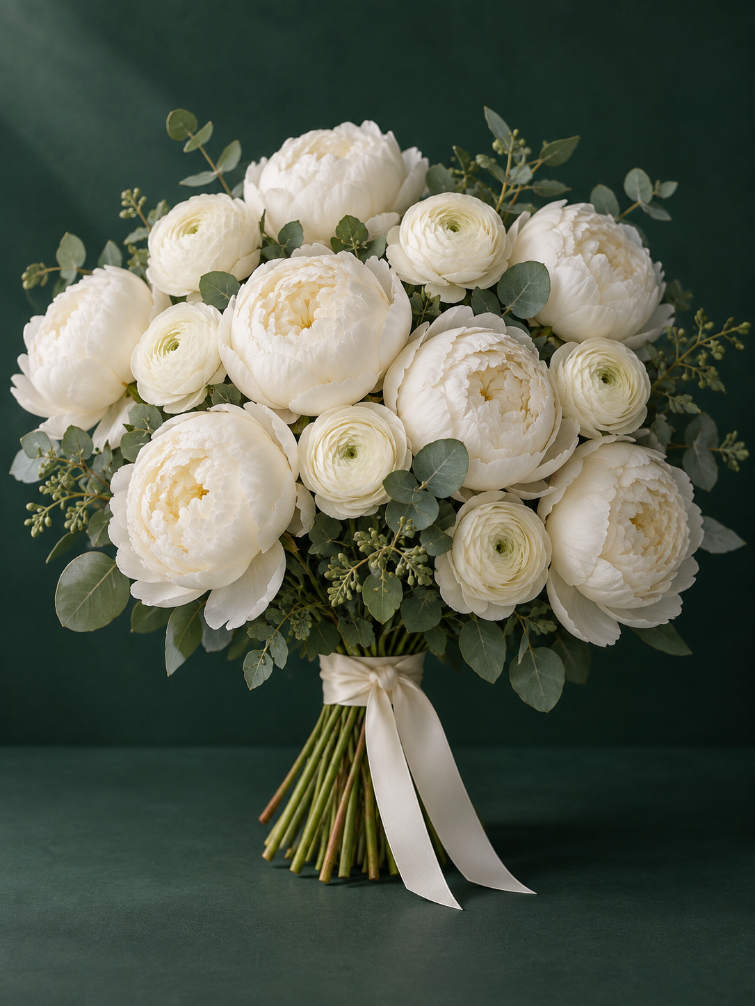 White Velvet — ivory peonies and ranunculus